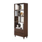 11" Wide Contemporary Shelf Open Wooden Bookcase with Drawer