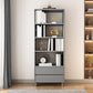 11" Wide Contemporary Shelf Open Wooden Bookcase with Drawer
