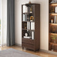 11" Wide Contemporary Shelf Open Wooden Bookcase with Drawer