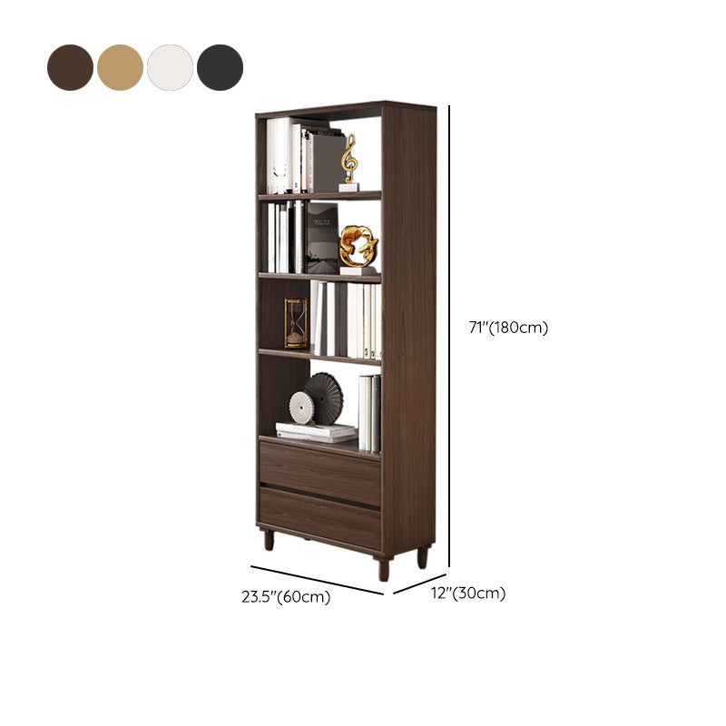 11" Wide Contemporary Shelf Open Wooden Bookcase with Drawer