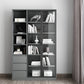 Contemporary Bookcase Closed Back Vertical Bookshelf with Doors