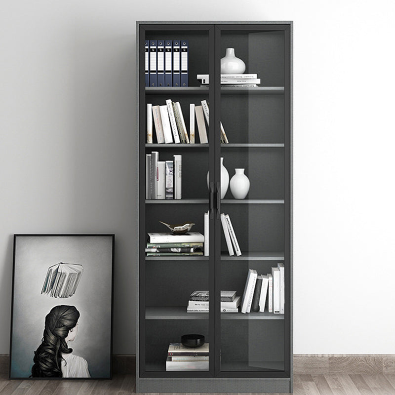 Contemporary Bookcase Closed Back Vertical Bookshelf with Doors