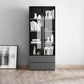 Contemporary Bookcase Closed Back Vertical Bookshelf with Doors