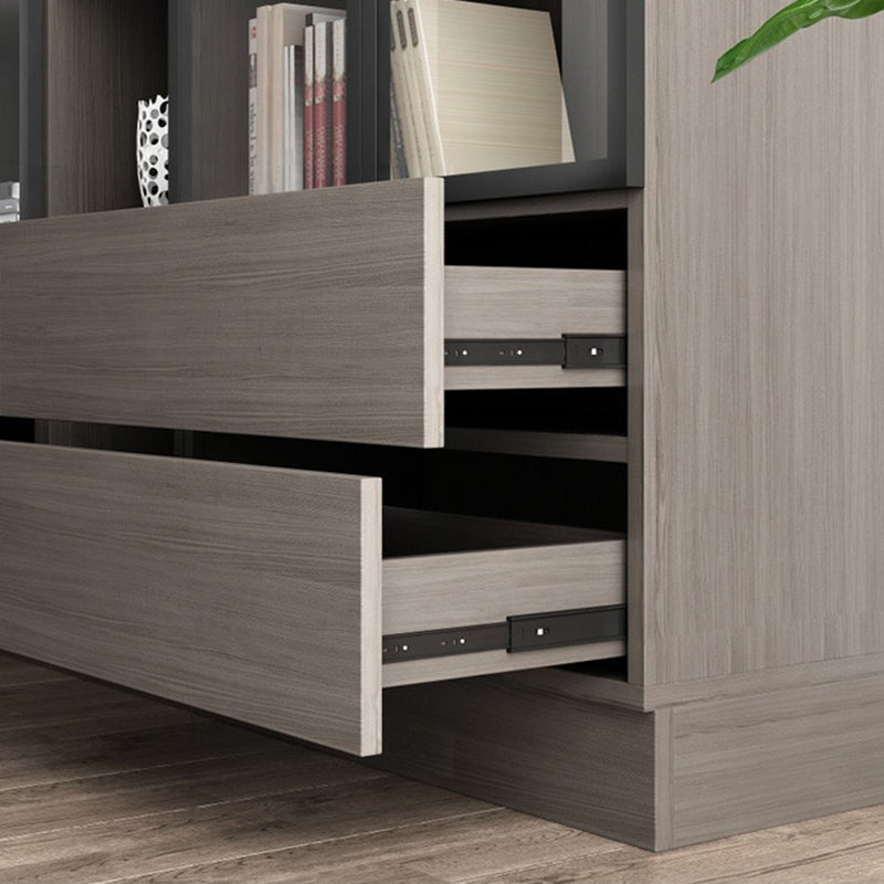 Contemporary Bookcase Closed Back Vertical Bookshelf with Doors