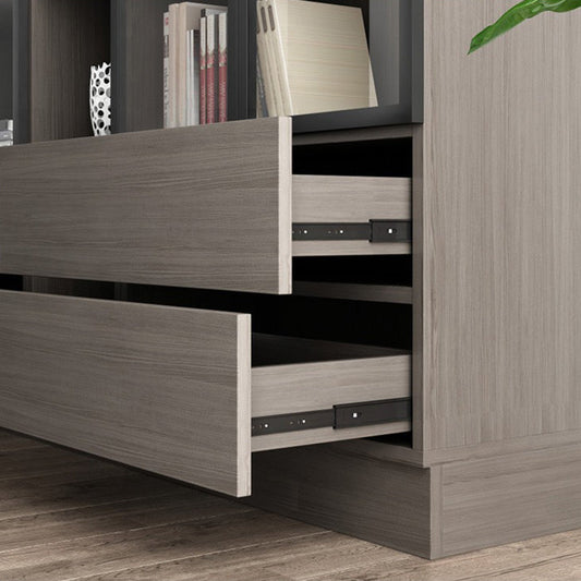 Contemporary Bookcase Closed Back Vertical Bookshelf with Doors