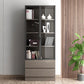 Contemporary Bookcase Closed Back Vertical Bookshelf with Doors