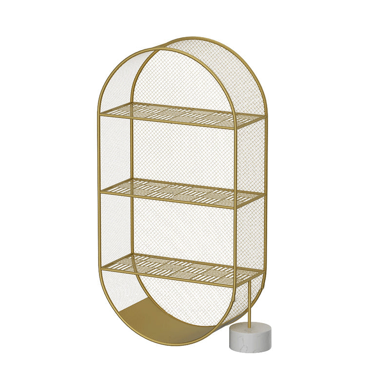 Glam Metal Bookshelf Standard Book Shelf for Home Office 11.8" Wide 23.6"L x 11.8"W x 51.2"H Gold Clearhalo 'Bookcases' 'furn' 'furn_bookcases' 'Furniture' 'Office Furniture' 6212457