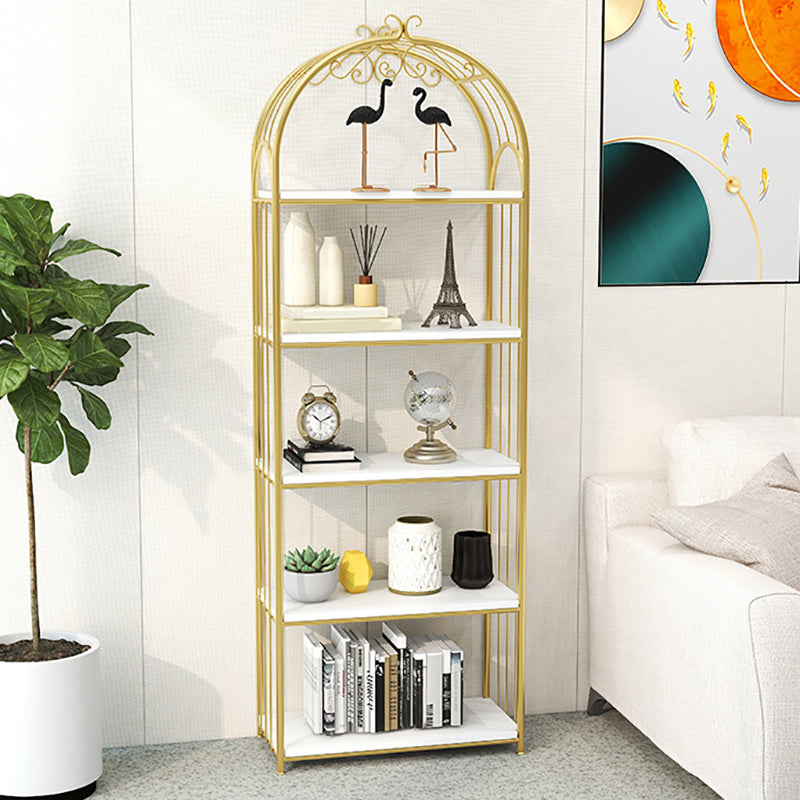 Glam Open Vertical Bookshelf Metal Etagere Shelf Bookcase for Home