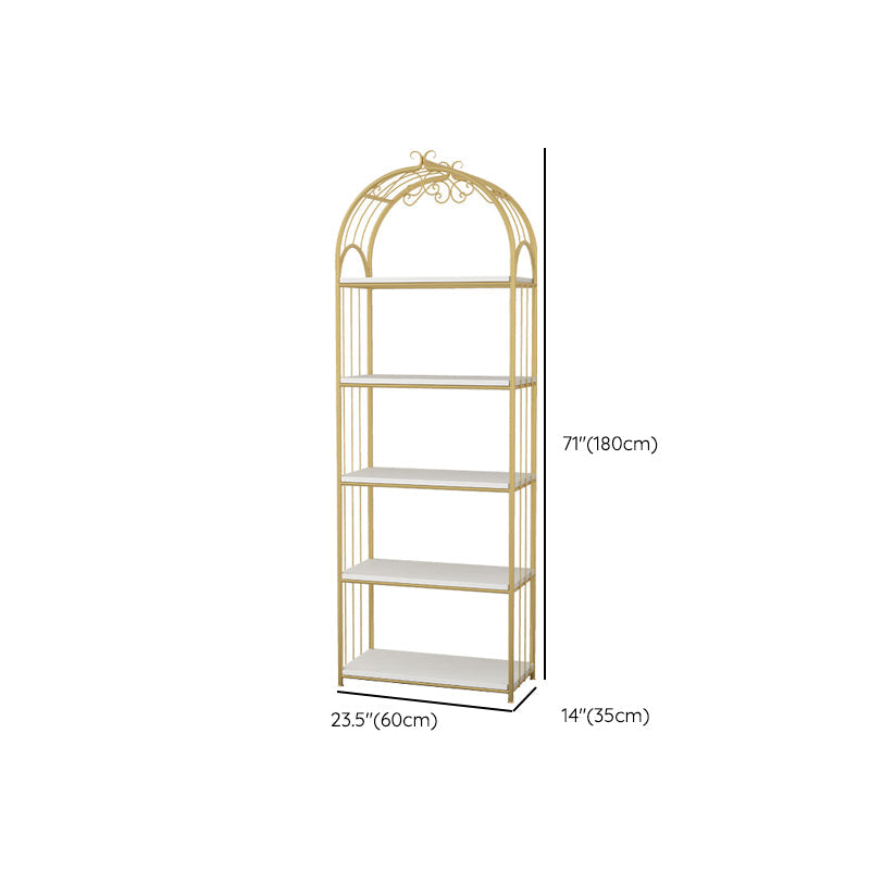 Glam Open Vertical Bookshelf Metal Etagere Shelf Bookcase for Home