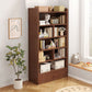 Engineered Wood Floor Bookcase Modern Vertical Closed Back Book Shelf with Drawers