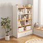 Engineered Wood Floor Bookcase Modern Vertical Closed Back Book Shelf with Drawers