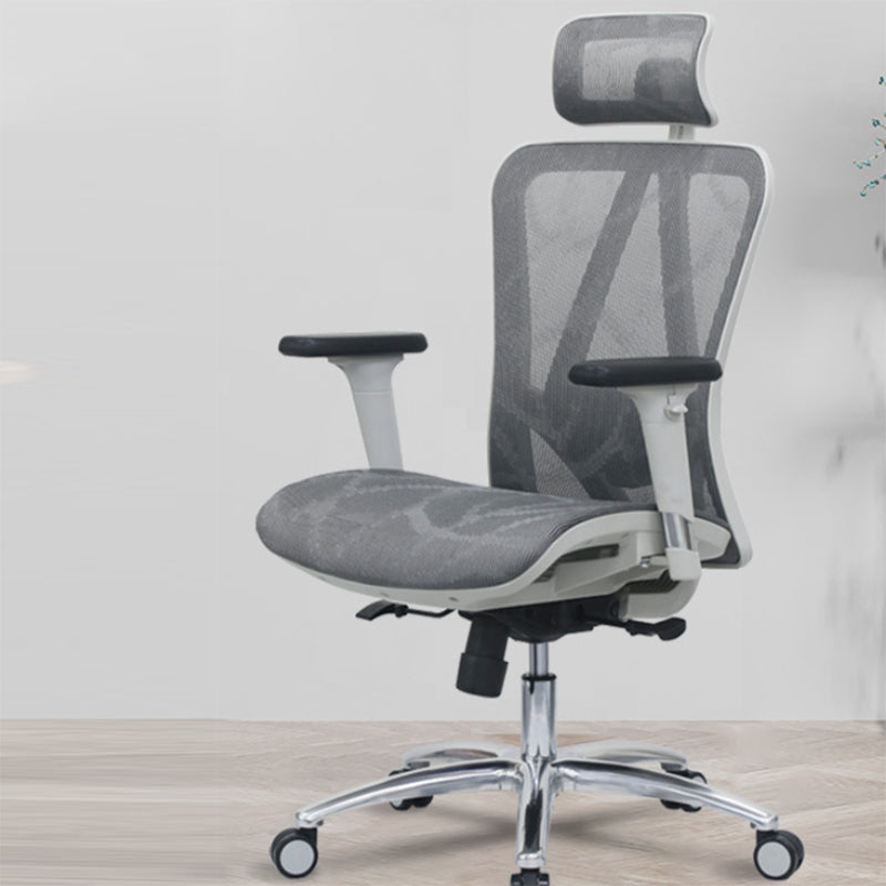 Modern Desk Chair Adjustable Mesh High-Back Computer Chair with Wheels Gray-White 1 Piece Clearhalo 'furn' 'furn_office_chair' 'Furniture' 'Office Chairs' 'Office Furniture' 'office_chair' 6212750
