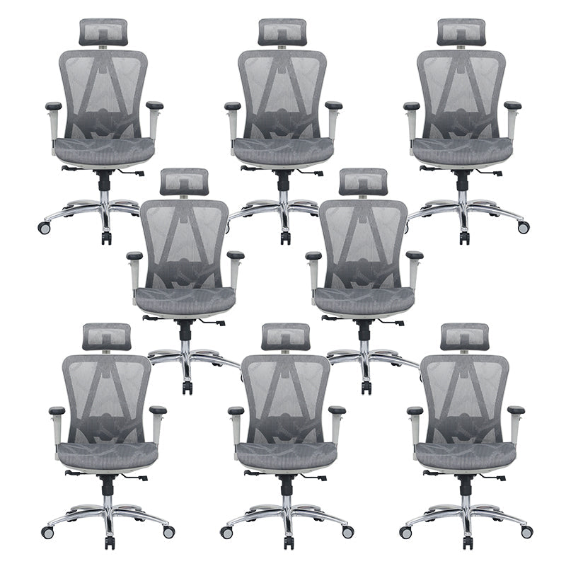 Modern Desk Chair Adjustable Mesh High-Back Computer Chair with Wheels Dark Gray 8 Piece Set Clearhalo 'furn' 'furn_office_chair' 'Furniture' 'Office Chairs' 'Office Furniture' 'office_chair' 6212754