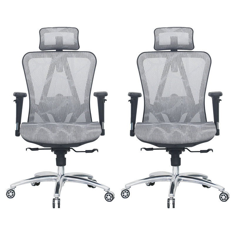 Modern Desk Chair Adjustable Mesh High-Back Computer Chair with Wheels Grey 2 Piece Set Clearhalo 'furn' 'furn_office_chair' 'Furniture' 'Office Chairs' 'Office Furniture' 'office_chair' 6212755