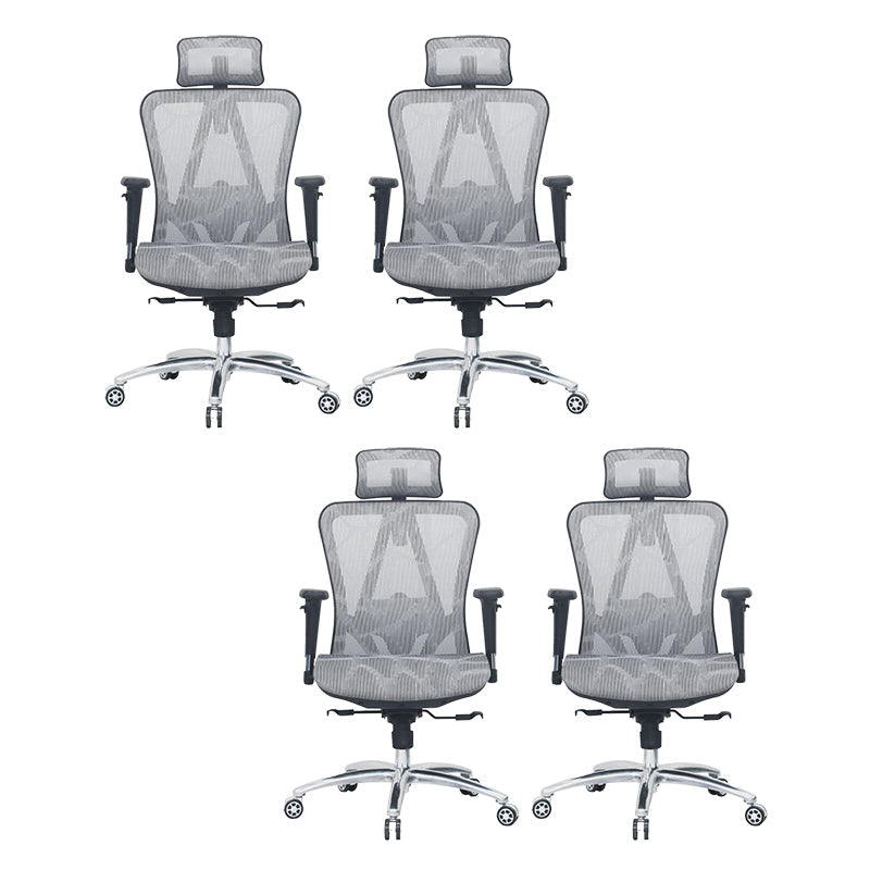Modern Desk Chair Adjustable Mesh High-Back Computer Chair with Wheels Grey 4 Piece Set Clearhalo 'furn' 'furn_office_chair' 'Furniture' 'Office Chairs' 'Office Furniture' 'office_chair' 6212758