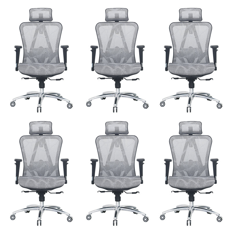 Modern Desk Chair Adjustable Mesh High-Back Computer Chair with Wheels Grey 6 Piece Set Clearhalo 'furn' 'furn_office_chair' 'Furniture' 'Office Chairs' 'Office Furniture' 'office_chair' 6212759