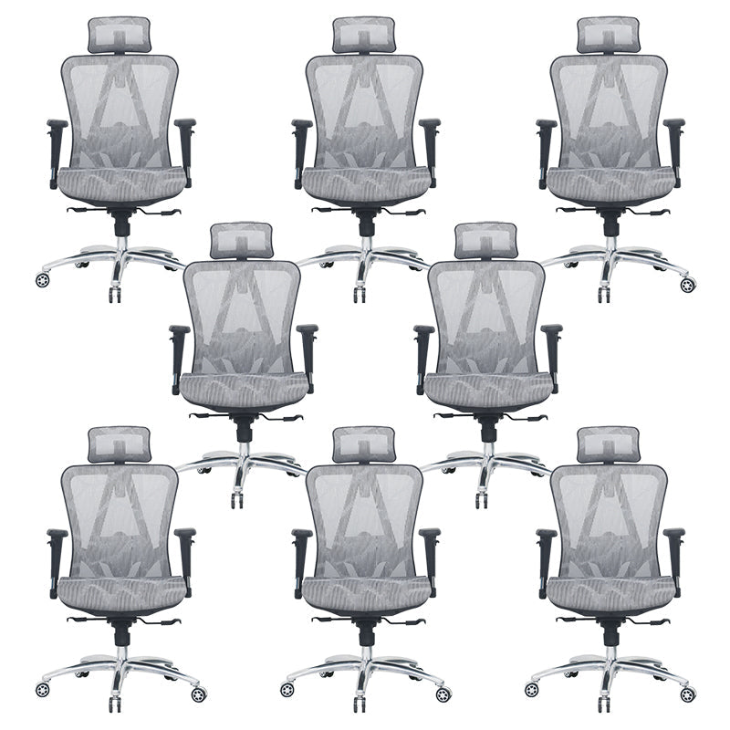 Modern Desk Chair Adjustable Mesh High-Back Computer Chair with Wheels Grey 8 Piece Set Clearhalo 'furn' 'furn_office_chair' 'Furniture' 'Office Chairs' 'Office Furniture' 'office_chair' 6212762