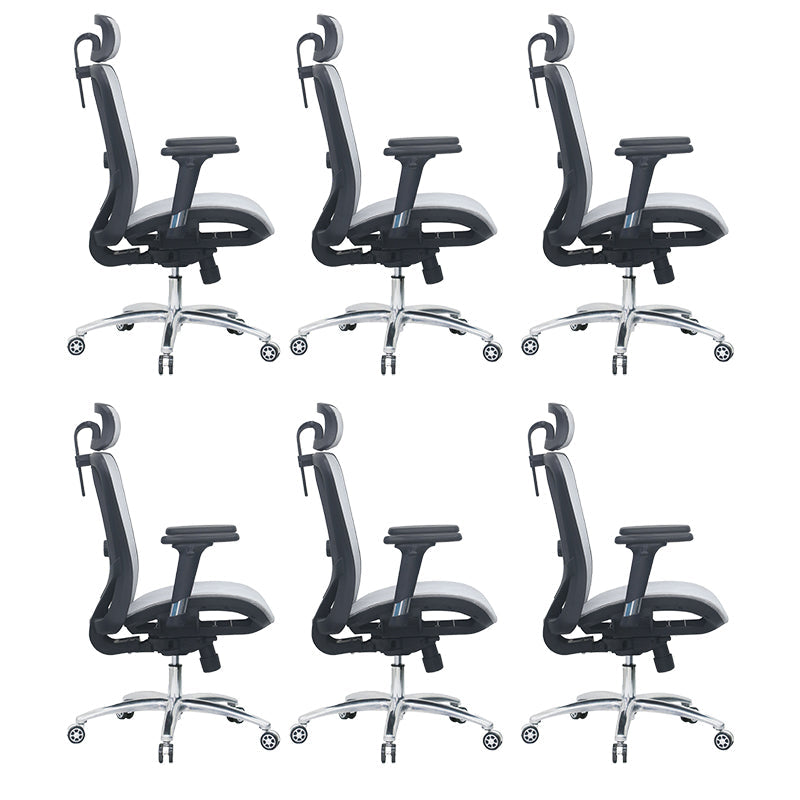 Modern Desk Chair Adjustable Mesh High-Back Computer Chair with Wheels Black 6 Piece Set Clearhalo 'furn' 'furn_office_chair' 'Furniture' 'Office Chairs' 'Office Furniture' 'office_chair' 6212766