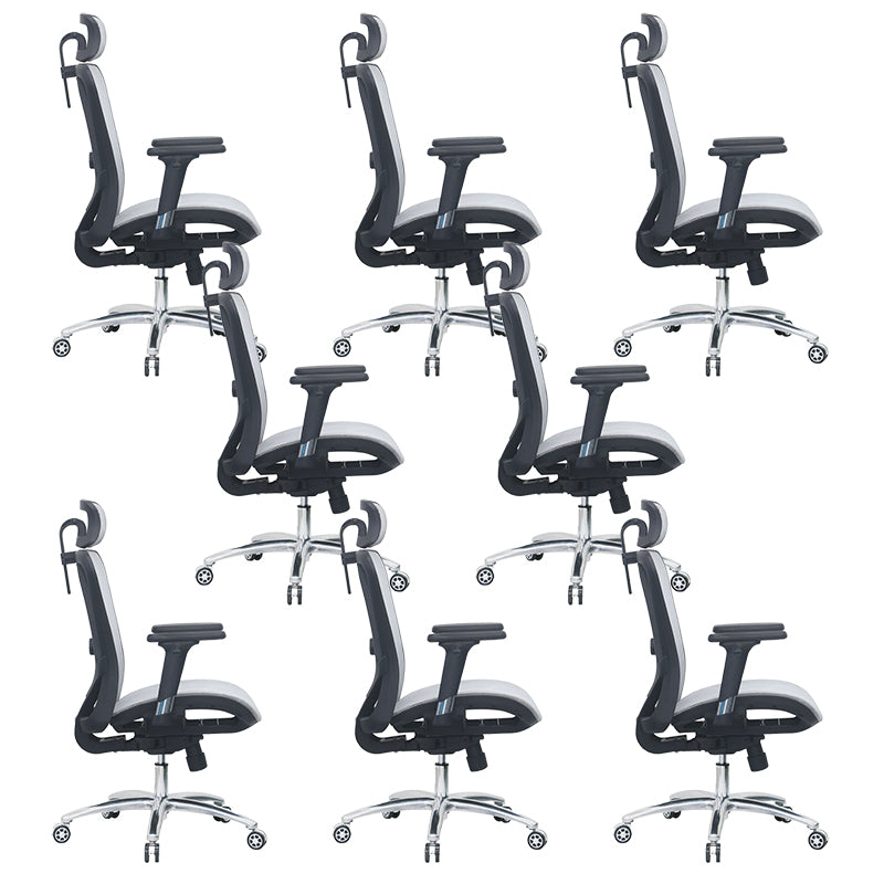 Modern Desk Chair Adjustable Mesh High-Back Computer Chair with Wheels Black 8 Piece Set Clearhalo 'furn' 'furn_office_chair' 'Furniture' 'Office Chairs' 'Office Furniture' 'office_chair' 6212767