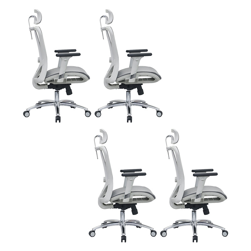 Modern Desk Chair Adjustable Mesh High-Back Computer Chair with Wheels Gray-White 4 Piece Set Clearhalo 'furn' 'furn_office_chair' 'Furniture' 'Office Chairs' 'Office Furniture' 'office_chair' 6212769