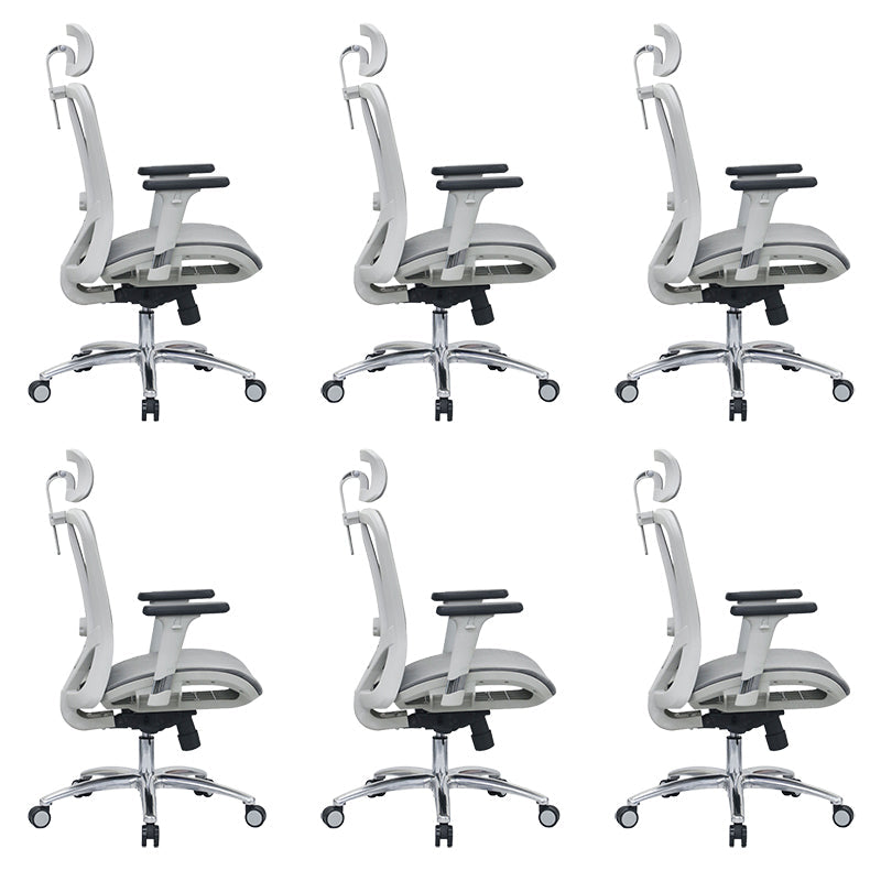 Modern Desk Chair Adjustable Mesh High-Back Computer Chair with Wheels Gray-White 6 Piece Set Clearhalo 'furn' 'furn_office_chair' 'Furniture' 'Office Chairs' 'Office Furniture' 'office_chair' 6212770