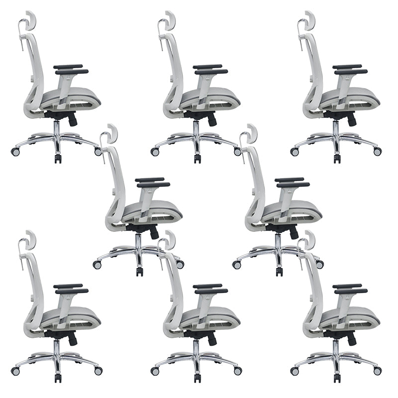 Modern Desk Chair Adjustable Mesh High-Back Computer Chair with Wheels Gray-White 8 Piece Set Clearhalo 'furn' 'furn_office_chair' 'Furniture' 'Office Chairs' 'Office Furniture' 'office_chair' 6212771