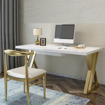 Glam White Solid Wood Writing Desk Rectangular Meeting Desk for Office Clearhalo 'furn' 'furn_office_desk' 'Furniture' 'Office Desks' 'Office Furniture' 'office_desk' 6212774