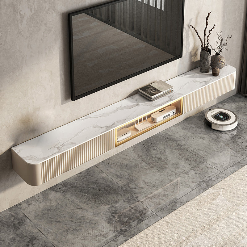 Glam Stone TV Stand Console Wall-mounted TV Media Stand with Drawers for Living Room 79"L x 12"W x 8"H Clearhalo 'furn' 'furn_tv_stands_entertainment_centers' 'Furniture' 'Living Room Furniture' 'TV Stands & Entertainment Centers' 'TV Stands & Media Storage Furniture' 'tv_stands_entertainment_centers' 6212802