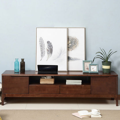 Scandinavian Wood TV Stand Console Open Storage TV Media Stand for Living Room Nut-Brown Clearhalo 'furn' 'furn_tv_stands_entertainment_centers' 'Furniture' 'Living Room Furniture' 'TV Stands & Entertainment Centers' 'TV Stands & Media Storage Furniture' 'tv_stands_entertainment_centers' 6212847