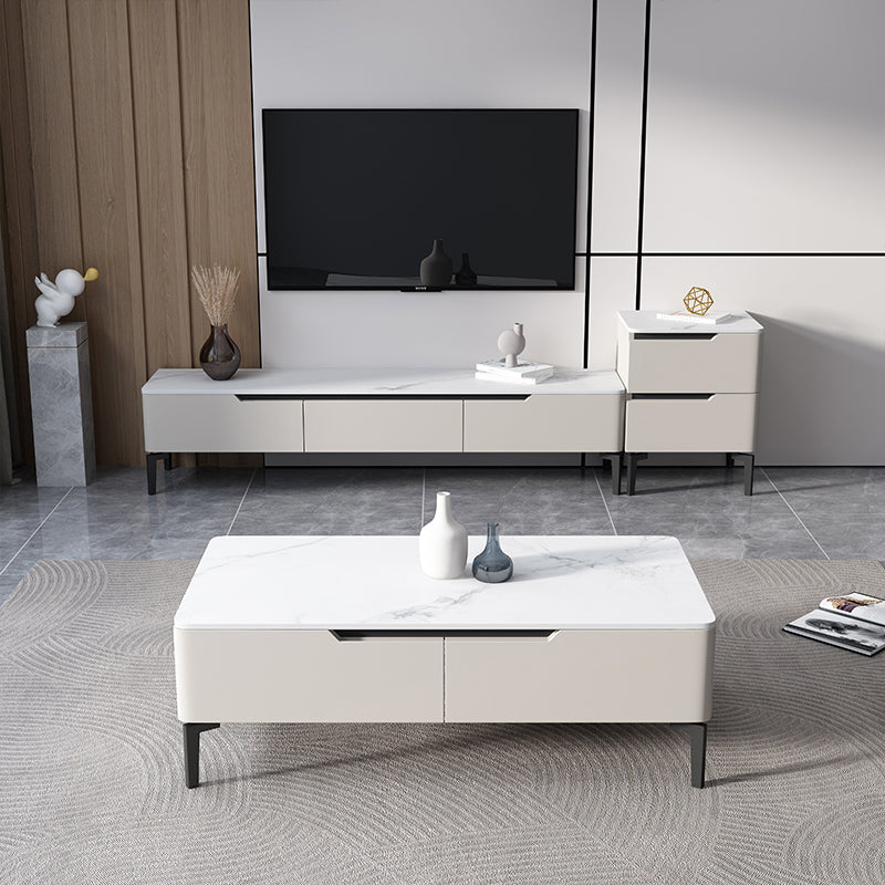 Modern Marble TV Media Stand 16" W Enclosed Storage TV Stand with Drawers Clearhalo 'furn' 'furn_tv_stands_entertainment_centers' 'Furniture' 'Living Room Furniture' 'TV Stands & Entertainment Centers' 'TV Stands & Media Storage Furniture' 'tv_stands_entertainment_centers' 6212858