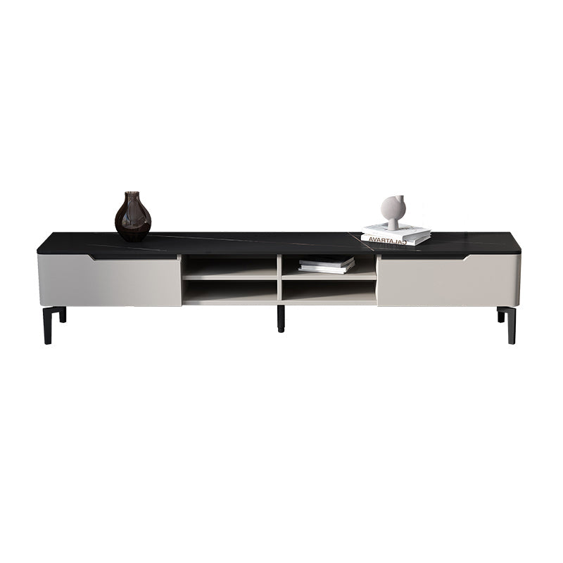 Modern Marble TV Media Stand 16" W Enclosed Storage TV Stand with Drawers 78.7"L x 15"W x 16.1"H Black White Clearhalo 'furn' 'furn_tv_stands_entertainment_centers' 'Furniture' 'Living Room Furniture' 'TV Stands & Entertainment Centers' 'TV Stands & Media Storage Furniture' 'tv_stands_entertainment_centers' 6212860