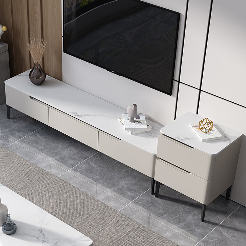 Modern Marble TV Media Stand 16" W Enclosed Storage TV Stand with Drawers Clearhalo 'furn' 'furn_tv_stands_entertainment_centers' 'Furniture' 'Living Room Furniture' 'TV Stands & Entertainment Centers' 'TV Stands & Media Storage Furniture' 'tv_stands_entertainment_centers' 6212861