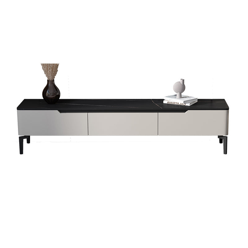 Modern Marble TV Media Stand 16" W Enclosed Storage TV Stand with Drawers 70.9"L x 15"W x 16.1"H Black White Clearhalo 'furn' 'furn_tv_stands_entertainment_centers' 'Furniture' 'Living Room Furniture' 'TV Stands & Entertainment Centers' 'TV Stands & Media Storage Furniture' 'tv_stands_entertainment_centers' 6212862