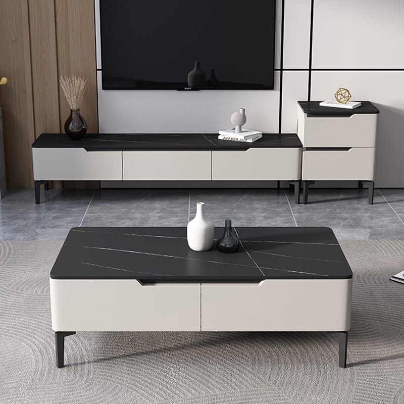 Modern Marble TV Media Stand 16" W Enclosed Storage TV Stand with Drawers Clearhalo 'furn' 'furn_tv_stands_entertainment_centers' 'Furniture' 'Living Room Furniture' 'TV Stands & Entertainment Centers' 'TV Stands & Media Storage Furniture' 'tv_stands_entertainment_centers' 6212863