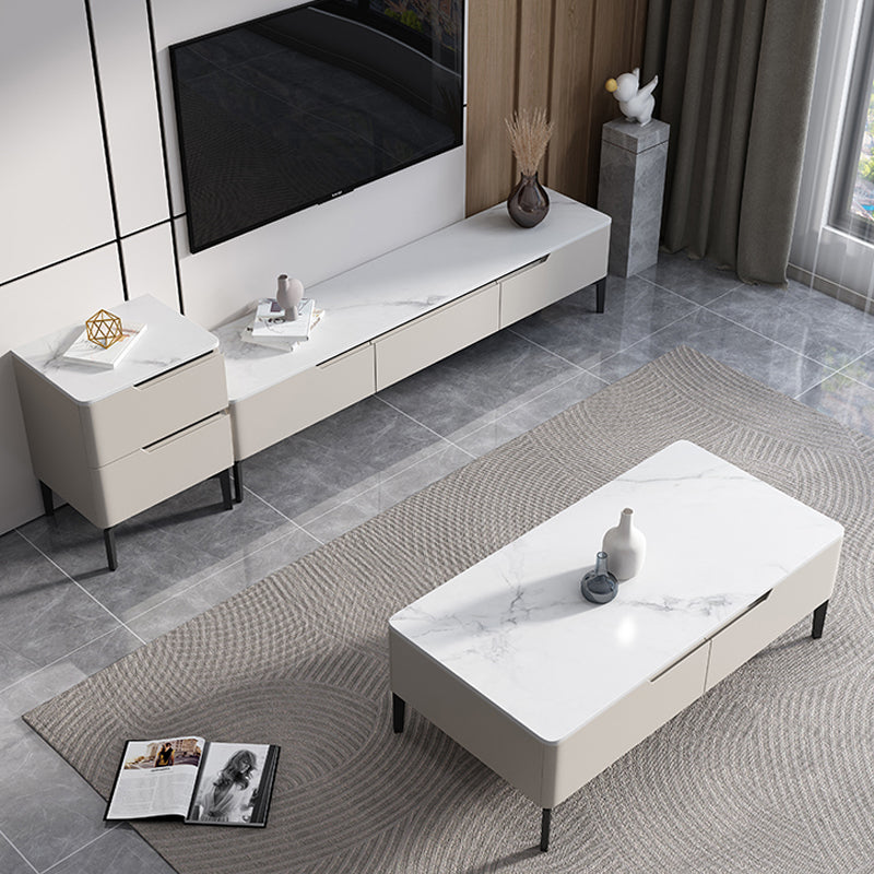 Modern Marble TV Media Stand 16" W Enclosed Storage TV Stand with Drawers Clearhalo 'furn' 'furn_tv_stands_entertainment_centers' 'Furniture' 'Living Room Furniture' 'TV Stands & Entertainment Centers' 'TV Stands & Media Storage Furniture' 'tv_stands_entertainment_centers' 6212864