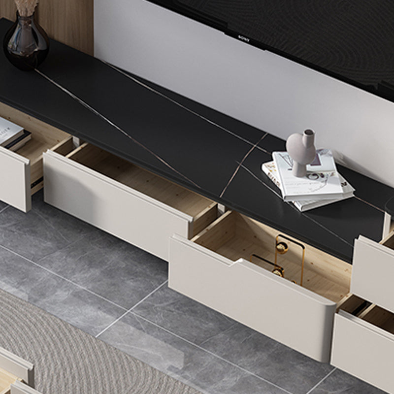 Modern Marble TV Media Stand 16" W Enclosed Storage TV Stand with Drawers Clearhalo 'furn' 'furn_tv_stands_entertainment_centers' 'Furniture' 'Living Room Furniture' 'TV Stands & Entertainment Centers' 'TV Stands & Media Storage Furniture' 'tv_stands_entertainment_centers' 6212868