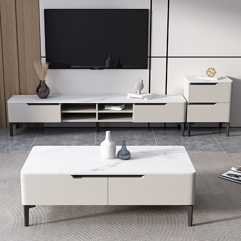 Modern Marble TV Media Stand 16" W Enclosed Storage TV Stand with Drawers Clearhalo 'furn' 'furn_tv_stands_entertainment_centers' 'Furniture' 'Living Room Furniture' 'TV Stands & Entertainment Centers' 'TV Stands & Media Storage Furniture' 'tv_stands_entertainment_centers' 6212869