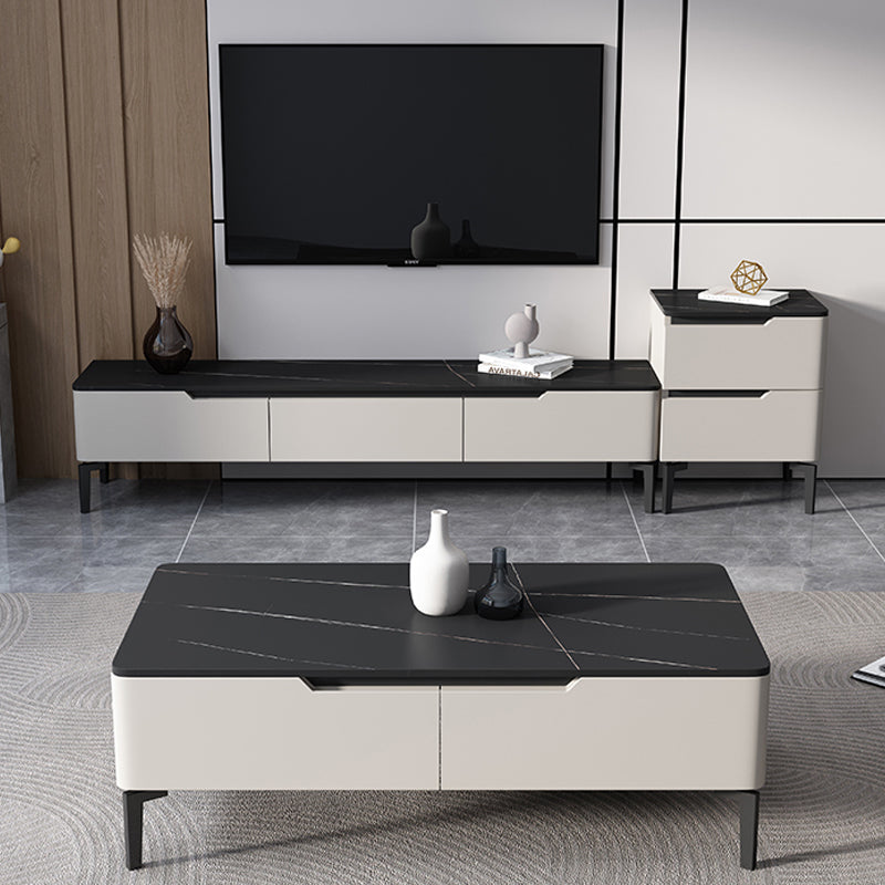 Modern Marble TV Media Stand 16" W Enclosed Storage TV Stand with Drawers Clearhalo 'furn' 'furn_tv_stands_entertainment_centers' 'Furniture' 'Living Room Furniture' 'TV Stands & Entertainment Centers' 'TV Stands & Media Storage Furniture' 'tv_stands_entertainment_centers' 6212870