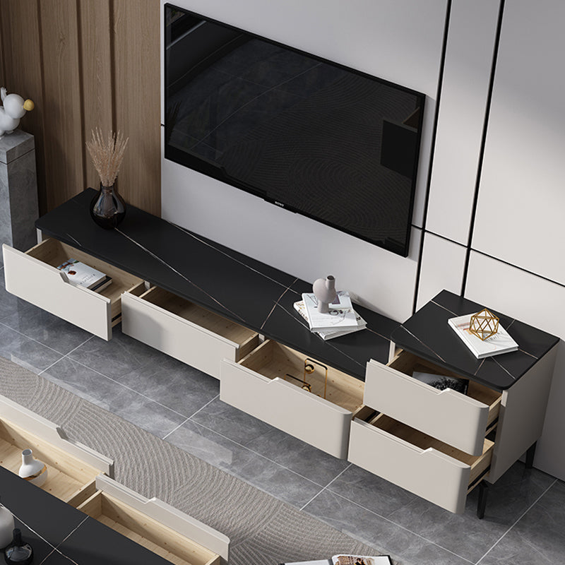 Modern Marble TV Media Stand 16" W Enclosed Storage TV Stand with Drawers Clearhalo 'furn' 'furn_tv_stands_entertainment_centers' 'Furniture' 'Living Room Furniture' 'TV Stands & Entertainment Centers' 'TV Stands & Media Storage Furniture' 'tv_stands_entertainment_centers' 6212871