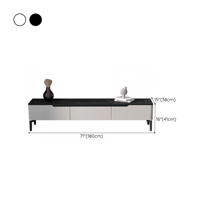 Modern Marble TV Media Stand 16" W Enclosed Storage TV Stand with Drawers Clearhalo 'furn' 'furn_tv_stands_entertainment_centers' 'Furniture' 'Living Room Furniture' 'TV Stands & Entertainment Centers' 'TV Stands & Media Storage Furniture' 'tv_stands_entertainment_centers' 6212872