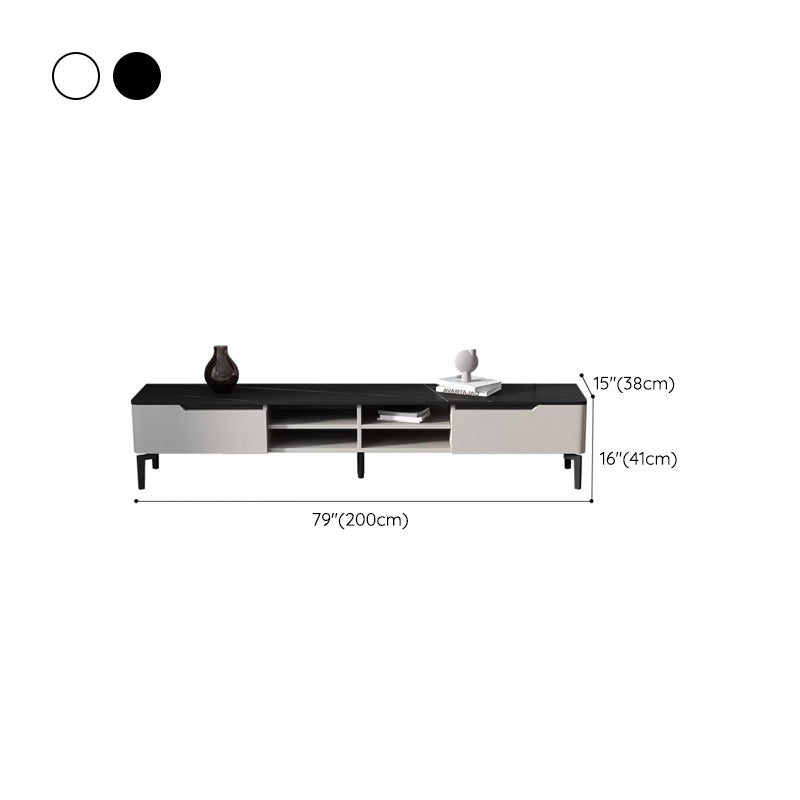 Modern Marble TV Media Stand 16" W Enclosed Storage TV Stand with Drawers Clearhalo 'furn' 'furn_tv_stands_entertainment_centers' 'Furniture' 'Living Room Furniture' 'TV Stands & Entertainment Centers' 'TV Stands & Media Storage Furniture' 'tv_stands_entertainment_centers' 6212873