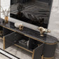Glam Marble TV Stand Console Enclosed Storage TV Media Stand for Living Room
