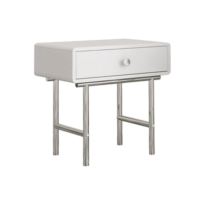 Engineered Wood Bed Nightstand Industrial Bedside Cabinet for Bedroom 17.7"L x 13.8"W x 18.5"H White 1 Piece
