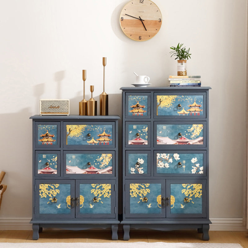 Coffre de rangement traditionnel en bois massif pour chambre à coucher, coffre vertical avec tiroirs