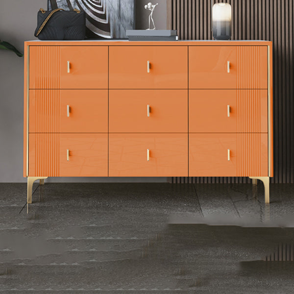 Glam Stone Bedroom Chest Horizontal Storage Chest with Drawers 63"L x 16"W x 32"H Orange Clearhalo 'Bedroom Furniture' 'Dressers & Chests' 'dressers_chests' 'furn' 'furn_dressers_chests' 'Furniture' 6213491