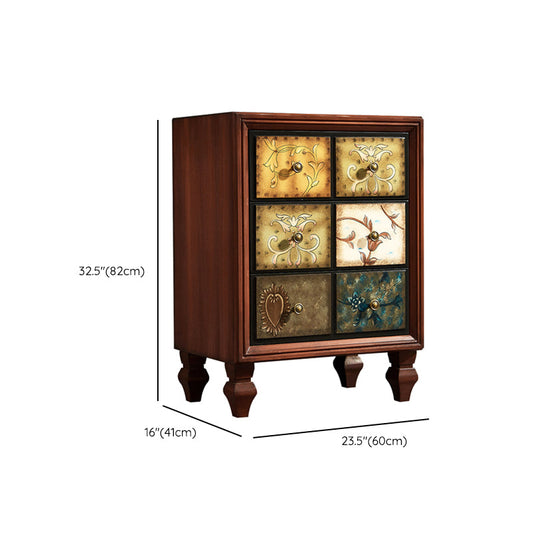 Cassa orizzontale tradizionale tradizionale di stoccaggio in legno con cassetti