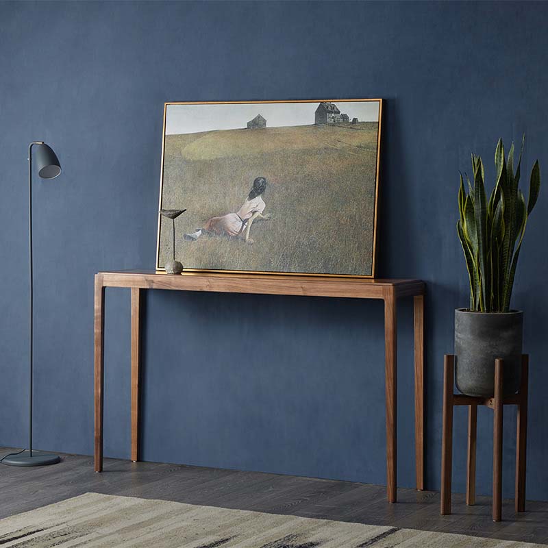 Tavolo da divano con console di pino moderno di metà secolo con 4 gambe per sala