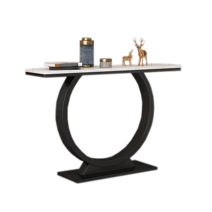Glam Console Accent Table Antique Finish Sofa Console Table with Shelf Black White
