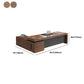 L-Shape Modern Executive Desk Black and Brown Office Desk with Drawers