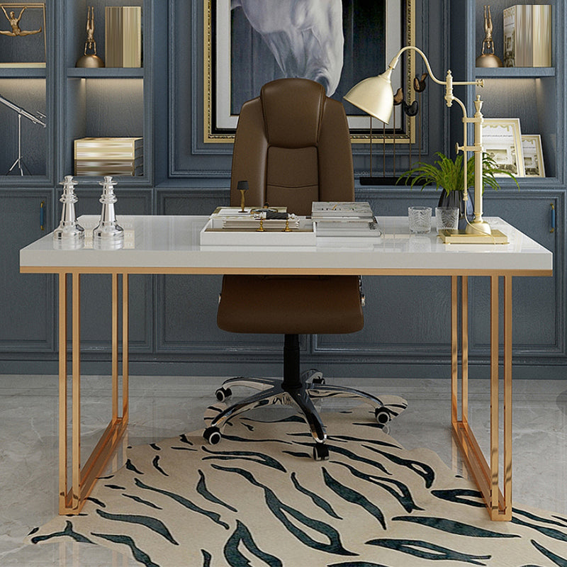 Modern Rectangle Office Desk Wooden Writing Table with Sled Base 70.9"L x 31.5"W x 29.5"H White Clearhalo 'furn' 'furn_office_desk' 'Furniture' 'Office Desks' 'Office Furniture' 'office_desk' 6214317